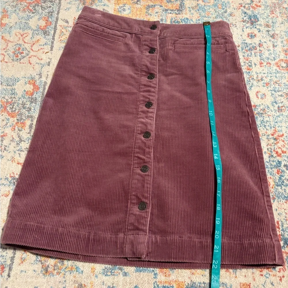 Lands End Corduroy Button-Front Skirt in Deep Plum